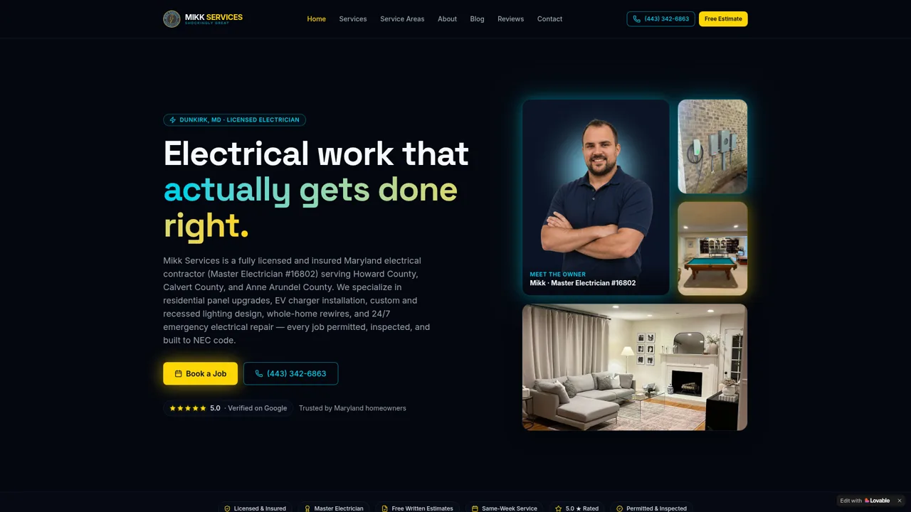 Mikk Services — Maryland Electrician